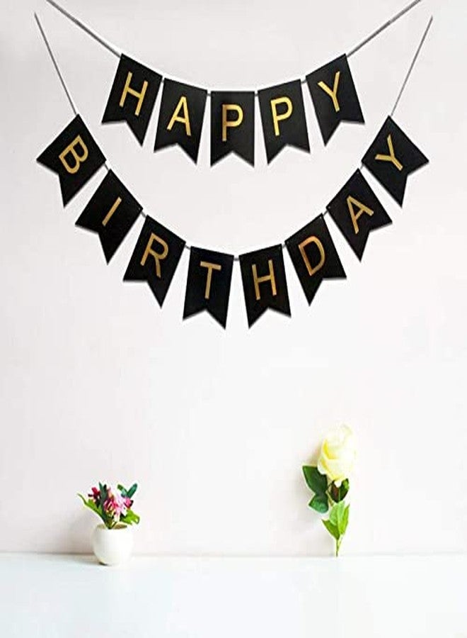 Fun Affairs Happy Birthday Banner Decoration for Boys Girls Kids Bday Celebrations, Bunting Decoration Black : Gold - Image 4